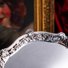 Load image into Gallery viewer, A Magnificent Antique Georgian Solid Silver Salver with Rococo Vine and Figural Mask Decorations - London 1742