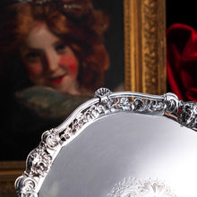 Load image into Gallery viewer, A Magnificent Antique Georgian Solid Silver Salver with Rococo Vine and Figural Mask Decorations - London 1742