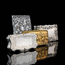 Load image into Gallery viewer, A Large Victorian Solid Silver Snuff Box with Cast Border - Edward Smith 1847