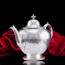 Load image into Gallery viewer, Antique Victorian Solid Silver Teapot with Rare Dotted Pattern - Barnards 1863