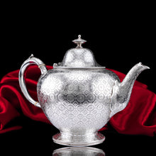 Load image into Gallery viewer, Antique Victorian Solid Silver Teapot with Rare Dotted Pattern - Barnards 1863