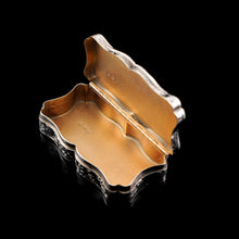 Load image into Gallery viewer, Antique Silver Snuff Box Victorian with Fine Engravings Cartouche Design - Edward Smith 1850