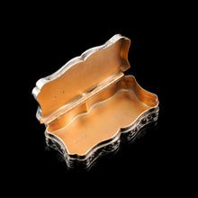 Load image into Gallery viewer, Antique Silver Snuff Box Victorian with Fine Engravings Cartouche Design - Edward Smith 1850