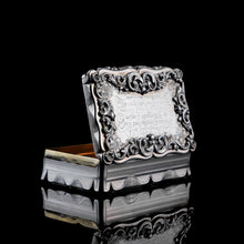 Load image into Gallery viewer, A Large Victorian Solid Silver Snuff Box with Cast Border - Edward Smith 1847
