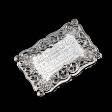 Load image into Gallery viewer, A Large Victorian Solid Silver Snuff Box with Cast Border - Edward Smith 1847