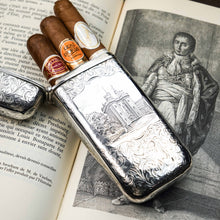Load image into Gallery viewer, Antique Solid Silver Victorian 'Castle Top' Cigar/Cheroot Case, Rare Lancaster Castle - Nathaniel Mills 1844