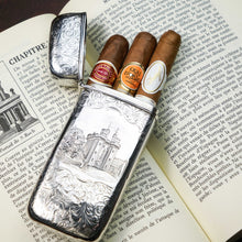 Load image into Gallery viewer, Antique Solid Silver Victorian 'Castle Top' Cigar/Cheroot Case, Rare Lancaster Castle - Nathaniel Mills 1844