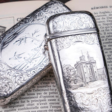 Load image into Gallery viewer, Antique Solid Silver Victorian 'Castle Top' Cigar/Cheroot Case, Rare Lancaster Castle - Nathaniel Mills 1844