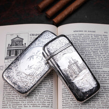 Load image into Gallery viewer, Antique Solid Silver Victorian 'Castle Top' Cigar/Cheroot Case, Rare Lancaster Castle - Nathaniel Mills 1844