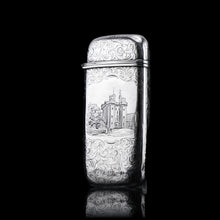 Load image into Gallery viewer, Antique Solid Silver Victorian 'Castle Top' Cigar/Cheroot Case, Rare Lancaster Castle - Nathaniel Mills 1844