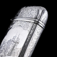 Load image into Gallery viewer, Antique Solid Silver Victorian 'Castle Top' Cigar/Cheroot Case, Rare Lancaster Castle - Nathaniel Mills 1844