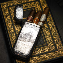 Load image into Gallery viewer, Antique Solid Silver Victorian 'Castle Top' Cigar/Cheroot Case, Rare Lancaster Castle - Nathaniel Mills 1844