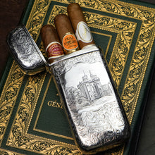 Load image into Gallery viewer, Antique Solid Silver Victorian 'Castle Top' Cigar/Cheroot Case, Rare Lancaster Castle - Nathaniel Mills 1844
