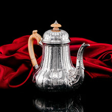 Load image into Gallery viewer, Antique Solid Silver Coffee Pot with Abercorn Pattern - Robert Garrard 1866