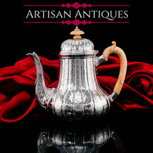 Load image into Gallery viewer, Antique Solid Silver Coffee Pot with Abercorn Pattern - Robert Garrard 1866