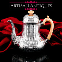 Load image into Gallery viewer, Antique Solid Silver Coffee Pot with Abercorn Pattern - Robert Garrard 1866