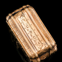 Load image into Gallery viewer, Antique Solid Silver Victorian Gilt Table Snuff Box with Original Fitted Box - Charles Rawlings & William Summers 1854