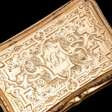 Load image into Gallery viewer, Antique Solid Silver Victorian Gilt Table Snuff Box with Original Fitted Box - Charles Rawlings & William Summers 1854