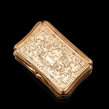 Load image into Gallery viewer, Antique Solid Silver Victorian Gilt Table Snuff Box with Original Fitted Box - Charles Rawlings & William Summers 1854
