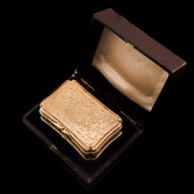 Load image into Gallery viewer, Antique Solid Silver Victorian Gilt Table Snuff Box with Original Fitted Box - Charles Rawlings & William Summers 1854