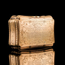 Load image into Gallery viewer, Antique Solid Silver Victorian Gilt Table Snuff Box with Original Fitted Box - Charles Rawlings & William Summers 1854