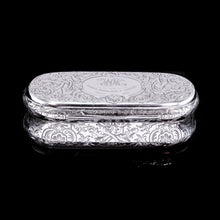 Load image into Gallery viewer, Antique Victorian Solid Silver Snuff Box Oval/Oblong Shape - Charles Rawlings & William Summers 1849