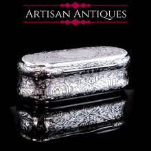Load image into Gallery viewer, Antique Victorian Solid Silver Snuff Box Oval/Oblong Shape - Charles Rawlings & William Summers 1849