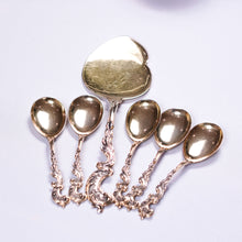 Load image into Gallery viewer, Antique German Solid Silver Icecream Server & Spoons in Rococo Style - c.1900
