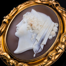Load image into Gallery viewer, Magnificent Large Antique Victorian 18K Gold Cameo Brooch Pendant Locket - c.1860
