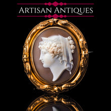 Load image into Gallery viewer, Magnificent Large Antique Victorian 18K Gold Cameo Brooch Pendant Locket - c.1860