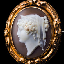 Load image into Gallery viewer, Magnificent Large Antique Victorian 18K Gold Cameo Brooch Pendant Locket - c.1860