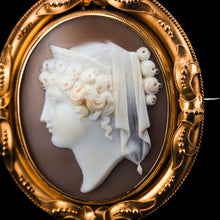 Load image into Gallery viewer, Magnificent Large Antique Victorian 18K Gold Cameo Brooch Pendant Locket - c.1860