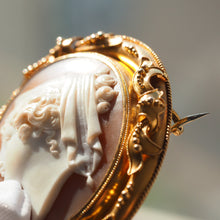 Load image into Gallery viewer, Magnificent Large Antique Victorian 18K Gold Cameo Brooch Pendant Locket - c.1860