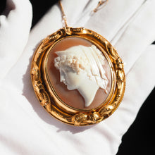 Load image into Gallery viewer, Magnificent Large Antique Victorian 18K Gold Cameo Brooch Pendant Locket - c.1860