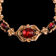 Load image into Gallery viewer, Antique Victorian 18ct Gold Garnet Cabochon Flower Bracelet - c.1840