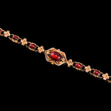 Load image into Gallery viewer, Antique Victorian 18ct Gold Garnet Cabochon Flower Bracelet - c.1840