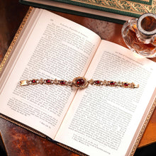 Load image into Gallery viewer, Antique Victorian 18ct Gold Garnet Cabochon Flower Bracelet - c.1840