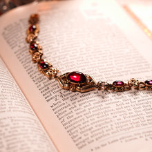 Load image into Gallery viewer, Antique Victorian 18ct Gold Garnet Cabochon Flower Bracelet - c.1840