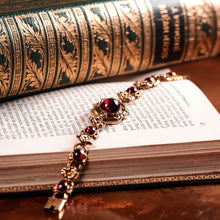 Load image into Gallery viewer, Antique Victorian 18ct Gold Garnet Cabochon Flower Bracelet - c.1840