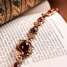 Load image into Gallery viewer, Antique Victorian 18ct Gold Garnet Cabochon Flower Bracelet - c.1840