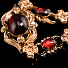 Load image into Gallery viewer, Antique Victorian 18ct Gold Garnet Cabochon Flower Bracelet - c.1840
