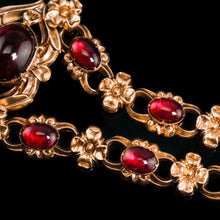 Load image into Gallery viewer, Antique Victorian 18ct Gold Garnet Cabochon Flower Bracelet - c.1840