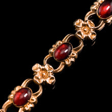 Load image into Gallery viewer, Antique Victorian 18ct Gold Garnet Cabochon Flower Bracelet - c.1840