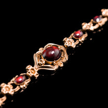 Load image into Gallery viewer, Antique Victorian 18ct Gold Garnet Cabochon Flower Bracelet - c.1840
