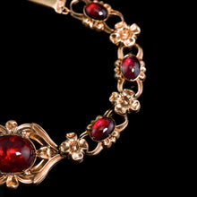 Load image into Gallery viewer, Antique Victorian 18ct Gold Garnet Cabochon Flower Bracelet - c.1840
