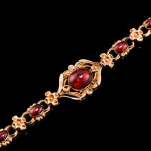Load image into Gallery viewer, Antique Victorian 18ct Gold Garnet Cabochon Flower Bracelet - c.1840