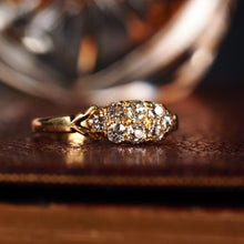 Load image into Gallery viewer, Antique Diamond Ring 18ct Gold, Victorian Two Row Boat Design - Birmingham 1897