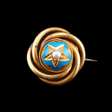 Load image into Gallery viewer, Antique Victorian 18ct Gold Star Blue Enamel Pearl Brooch Pin - c.1880