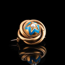 Load image into Gallery viewer, Antique Victorian 18ct Gold Star Blue Enamel Pearl Brooch Pin - c.1880