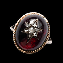 Load image into Gallery viewer, Antique Victorian Garnet & Diamond Cabochon & Star Rose Cut Gold Ring - c.1880
